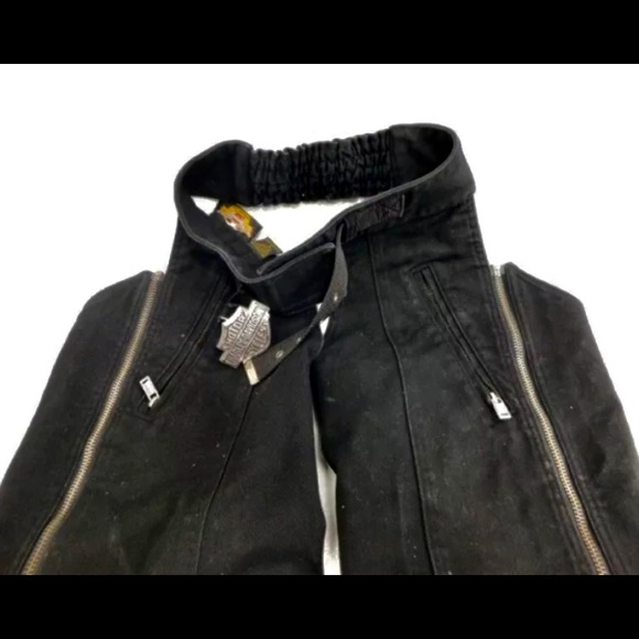 “RARE” VINTAGE HARLEY DAVIDSON WOMEN'S CHAPS Size 4 BLACK DENIM . - HARD TO FIND - Picture 10 of 11